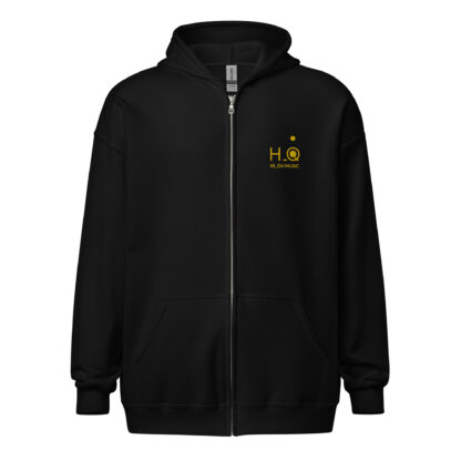 Hi-QU Music - Felpa con cappuccio e zip misto pesante unisex